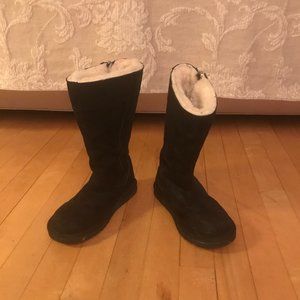 Kids UGG Hayden Tall Blk Boot Rainbow Zipper Sz 1